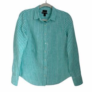 J. Crew Baird McNutt Irish Linen Stripe Button-Down Shirt | Size 6